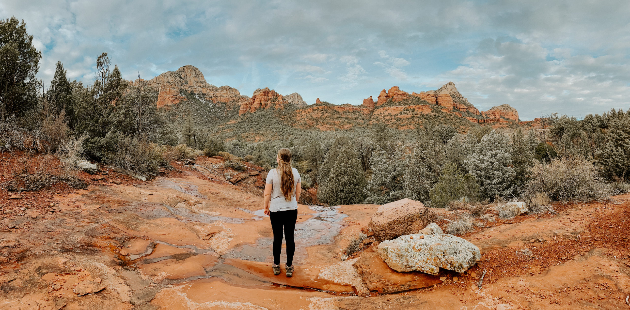 girl looking out at red rocks in Sedona